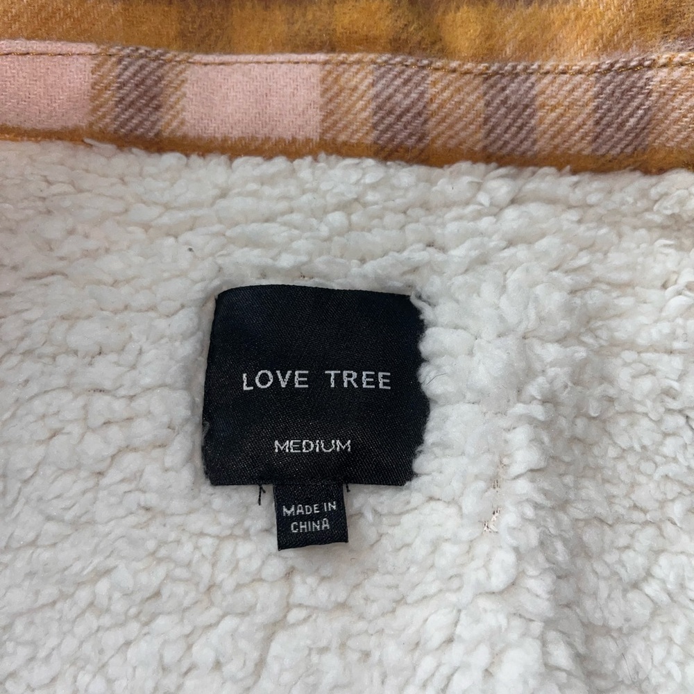 Love Tree Brown and Pink Plaid Shacket with Sherpa - Picture 2 of 4